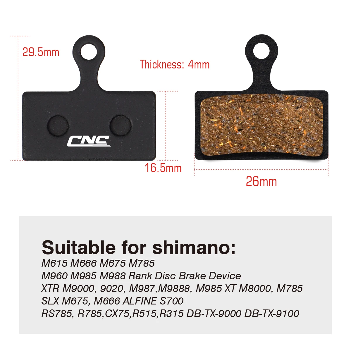 SUNTNUR MTB Brake Pads - For SHIMANO G01S G03S G05S (BR-M9100, BR-R9270, Etc.) - Sintered Ceramic Resin - 2 Pairs Included