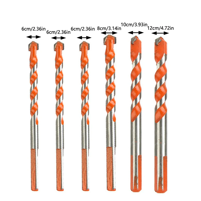 6PCS 6MM-12MM Electric Tools Diamond Drill Hammer Concrete Ceramic Tile Metal Drill Bit Round Shank DIY Wall Hole Saw Drilling