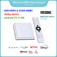 Genuine 2024 Mecool KM2 Plus Deluxe 4GB DDR4 32GB Android 11 Google Certified Netflix 4K ATV BOX WiFi 6 Dolby Atmos Audio TV BOX