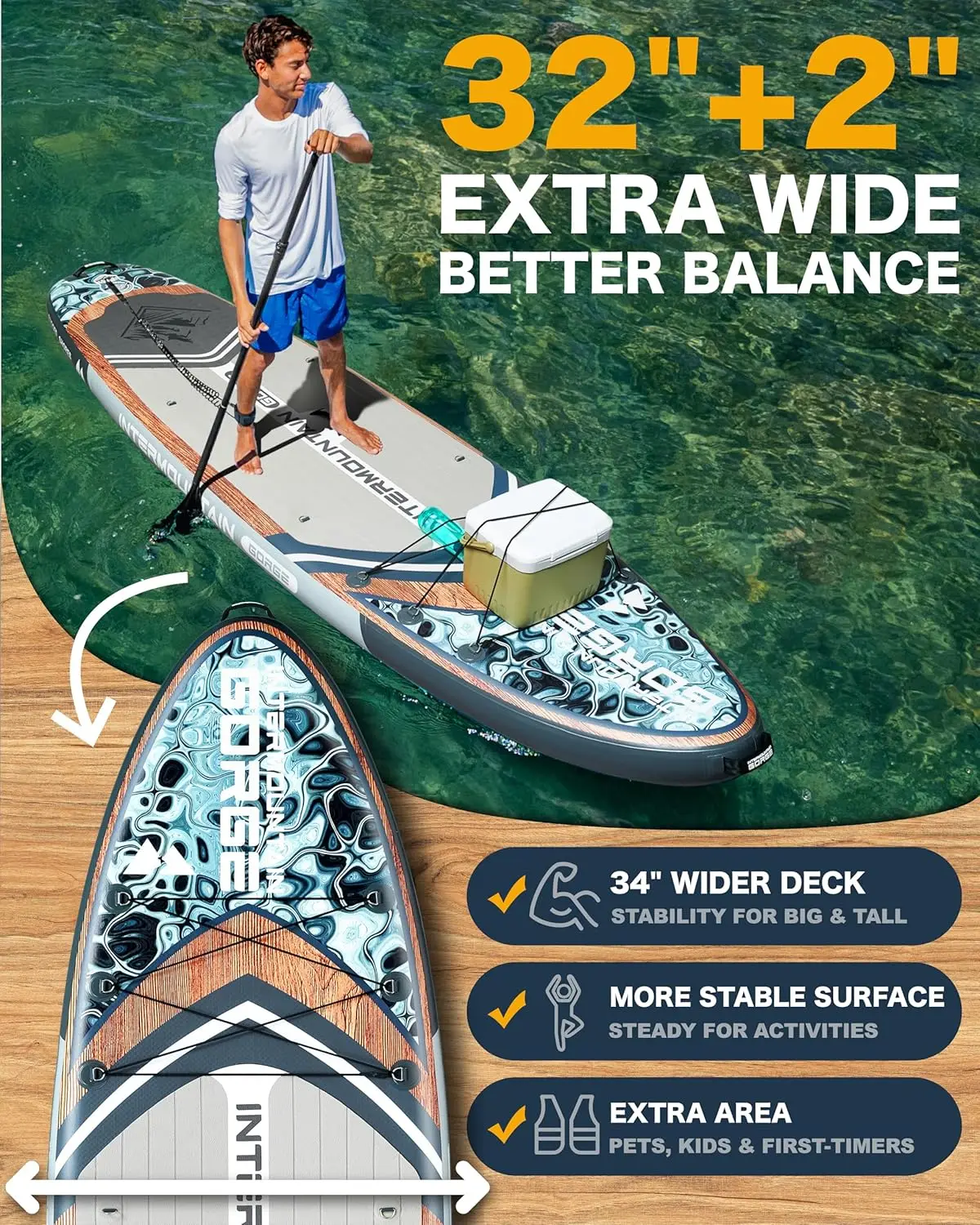 

SKATINGER 11'x34''x6'' Inflatable Paddle Board for Adults Waterproof Standing Style SUP Board with Accessories for Aquatic