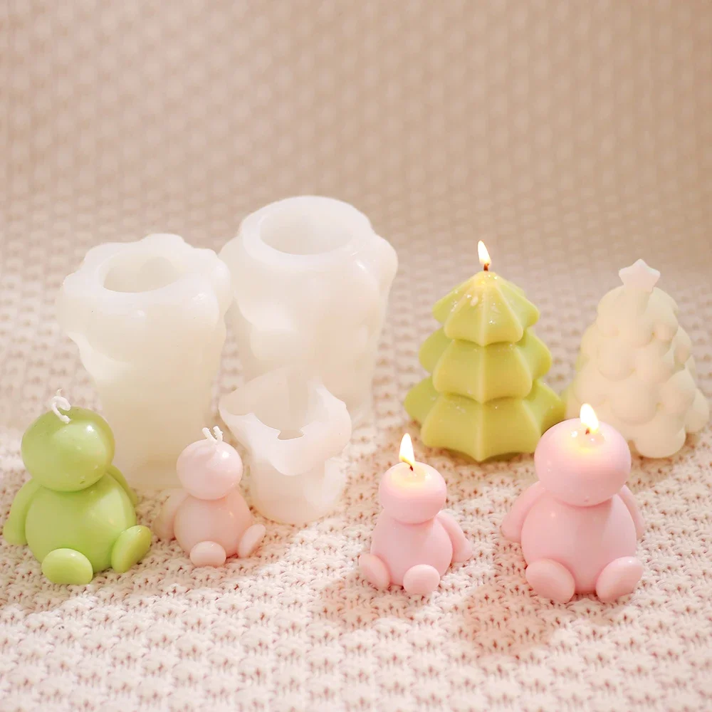 

3D форма для свечей с ароматом рождественской елки, сделай сам, милый сидящий снеговик, гипсовые силиконовые формы, ручная работа, праздничные поделки