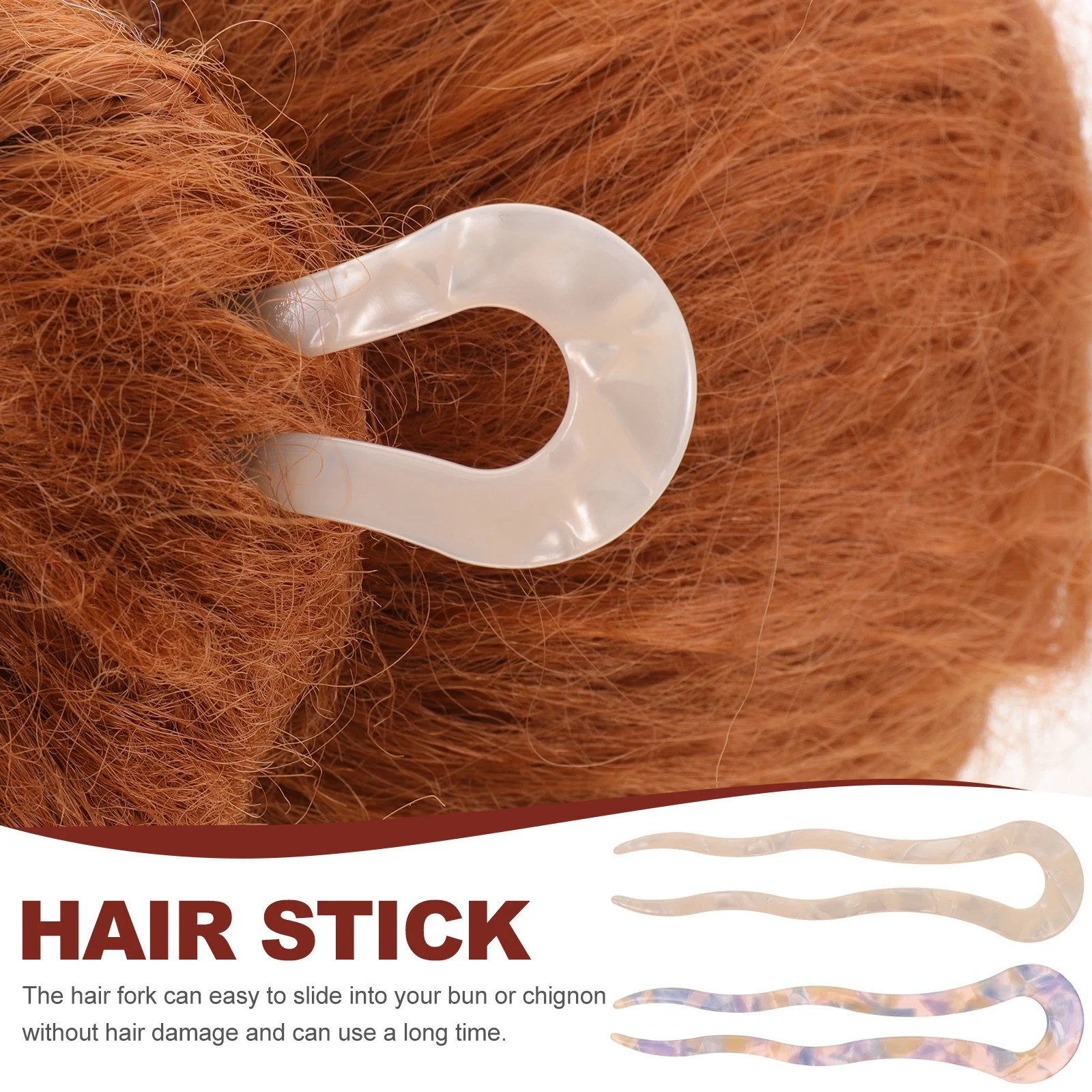 

2pcs French Pins Chignon Acetate Twist Hairpin Bun U Shaped Hair Forks For Thick Long Hair Women Daily Wear Styling Accessories