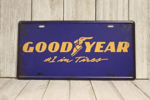 Goodyear Tires Tin Sign Metal License Plate Tire Shop Gas Station XZ