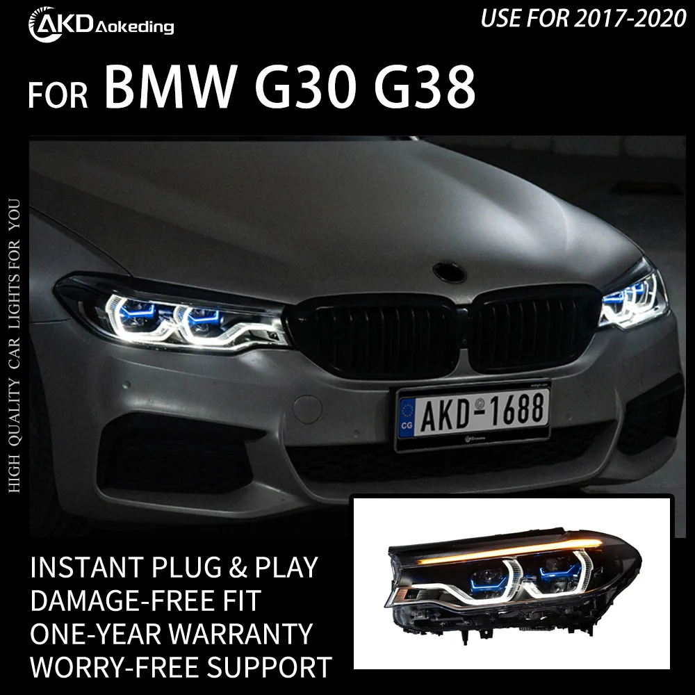 

AKD Автомобильные фары для BMW G30 2017-2020 525i 530i 535i G38 Светодиодные фары DRL Сигнальная лампа Blue Laser Автоаксессуары