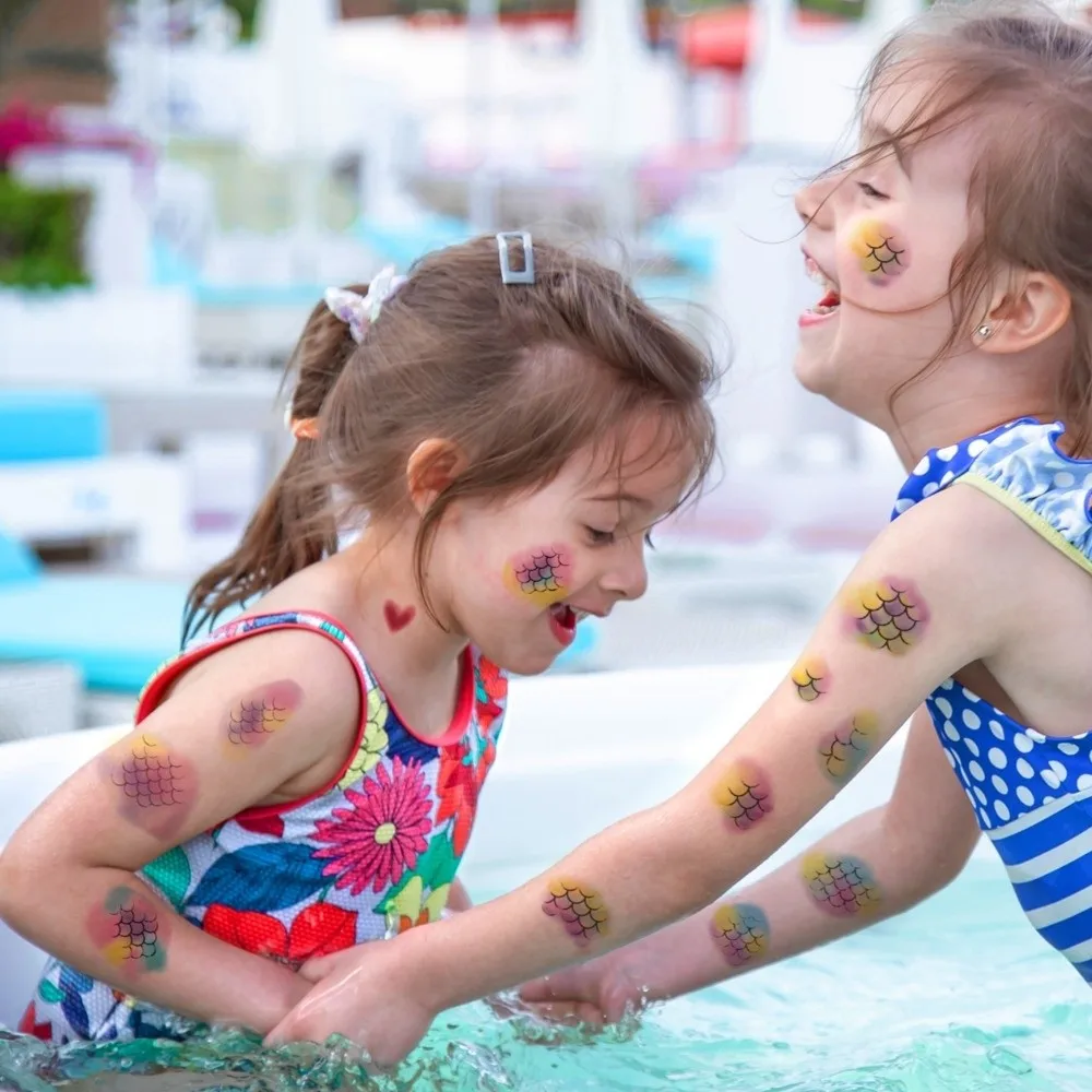 

10 Sheets Water Transfer Decals Mermaid Scales Temporary Tattoo Colorful Fake Fish Scale Tattoos Waterproof Instant