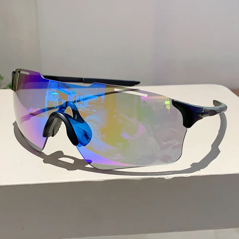 Fashion Wrap Sports Sunglasses Women Men Rimless Flash Mirrored Lens Photochromic Choice Cycling Outdoor UV400 Shades Goggles