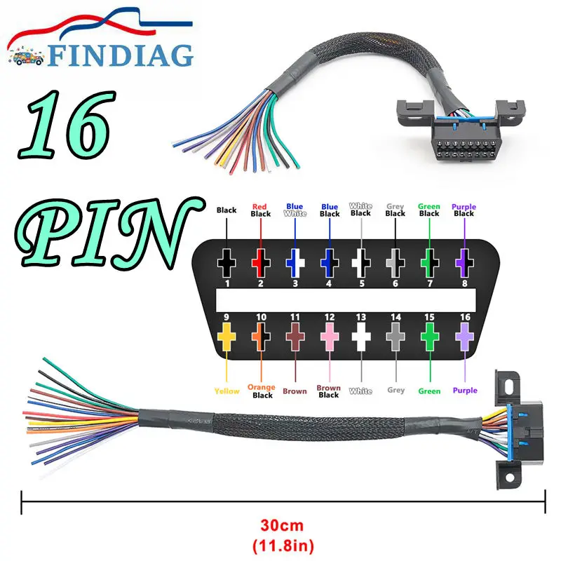 

Высококачественный автомобильный разъем OBD, гнездовой разъем, кабель, военный сетевой кабель 30 см OBD2