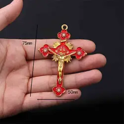 Religious Catholic big golden cross, Jesus Christ color big cross metal pendant decoration.