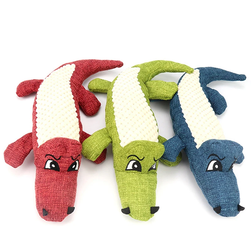 Pet Training Toys Bite Resistant Simulation Crocodile Voice Squeak Toy For Dogs Linen pp Cotton Material Durable