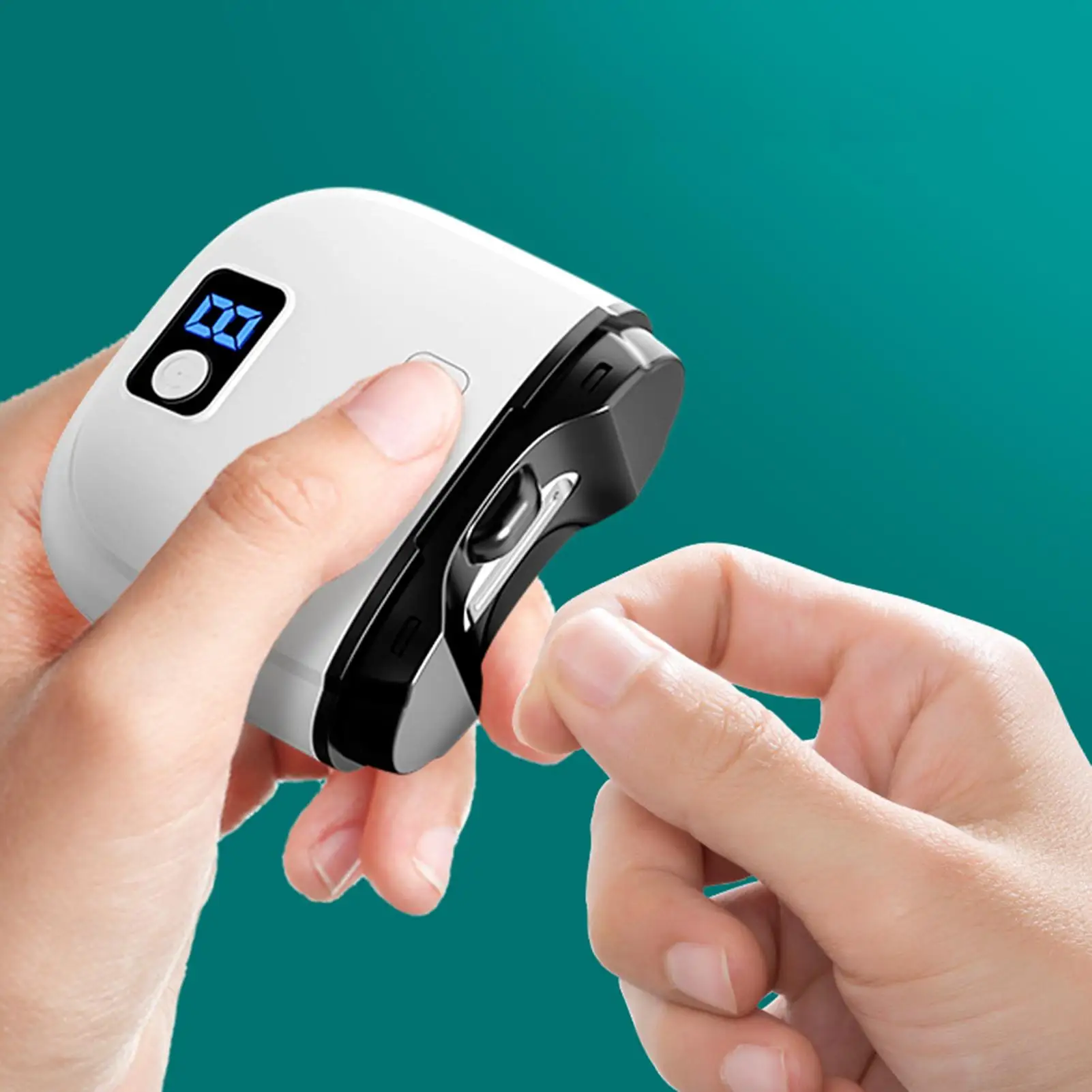 Automatischer Nagelknipser mit LED-Licht, elektrischer Polierer und Maniküre-Schleifer für Babys, Senioren, Finger- und Zehennägel, Maniküre – Detail 1
