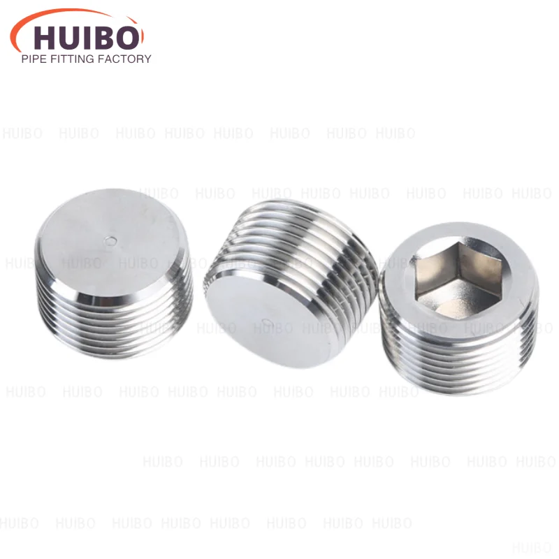 304 Stainless Steel Hexagon Pipe Connector 1/16 1/8 1/4 3/8 1/2 3/4 1 - 2 BSPT / NPT Male Countersunk End Plug Pneumatic Fitting