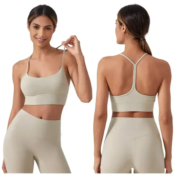 

Lemon Sport Women's Yoga Bra Y-Back Gathering Shockproof Beauty Back Fitness Running Cycling Quick Drying Breathable Tank Top