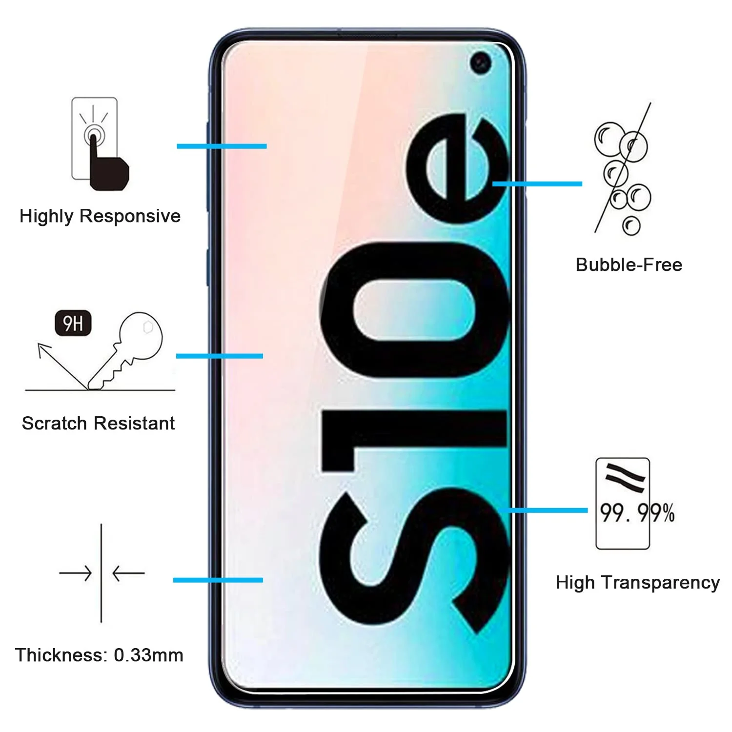 Tempered Glass for Galaxy S10e Samsung Screen Protector 9H Protective HD Clear Scratch Resistant Bubble-Free