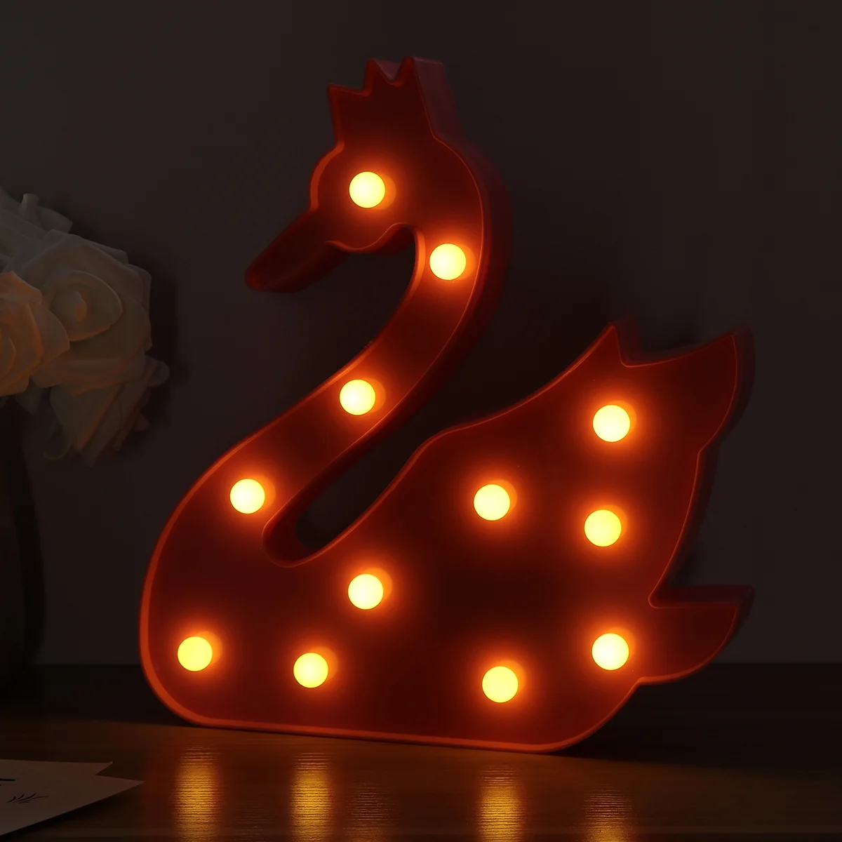 

Led Swan Night Lamp Plastic Table Light For Home Bedroom Store Decor Swan Desktop Lamp No Needed