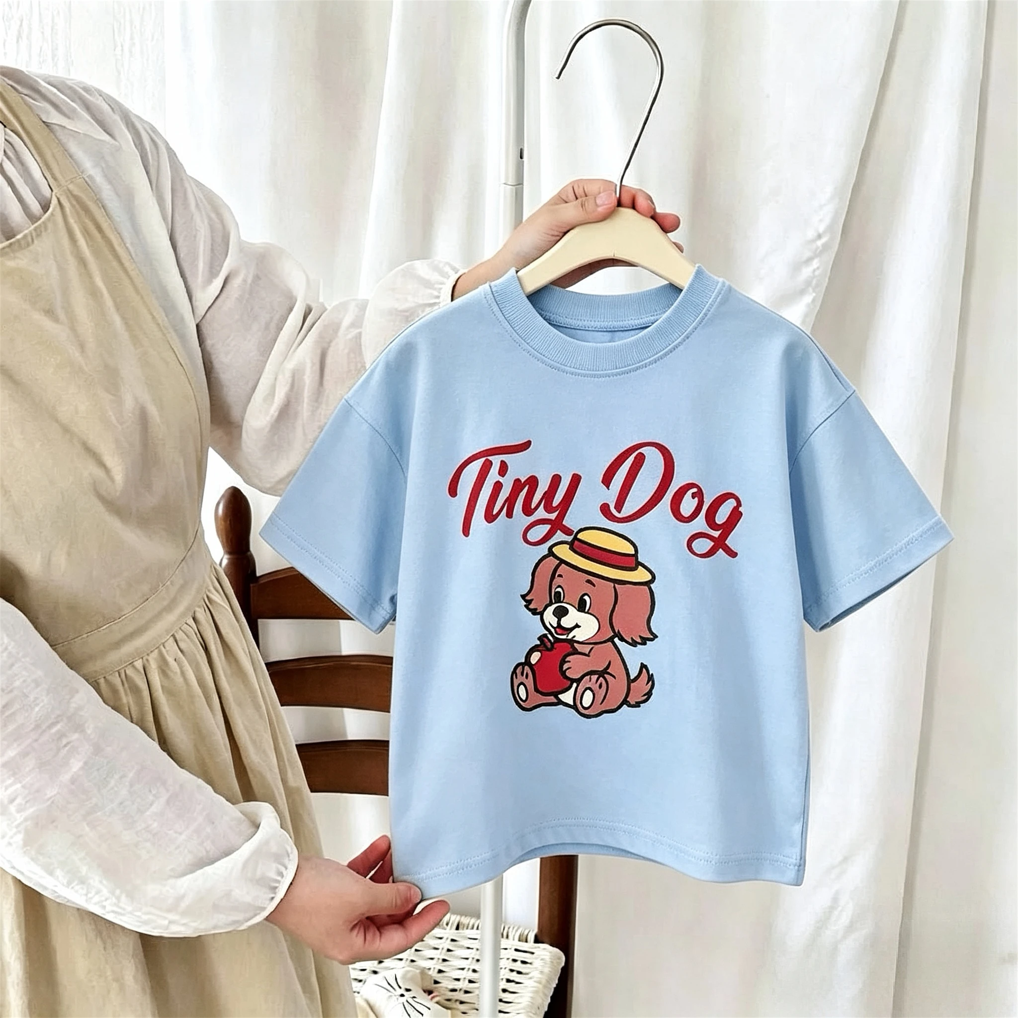 9m-7y Children's Wear T-shirt Summer Clothing Simple Fashion Cartoon Tshirts For Girl And Boy Popular Design Kids T Shirt O-neck