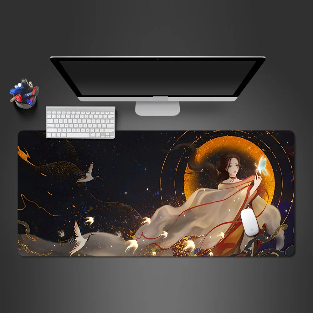 Chinese style Myth Big Game Mousepad XXL keyboard esports player table mat Anime 900x400 1000x500 thick lock edge non-slip