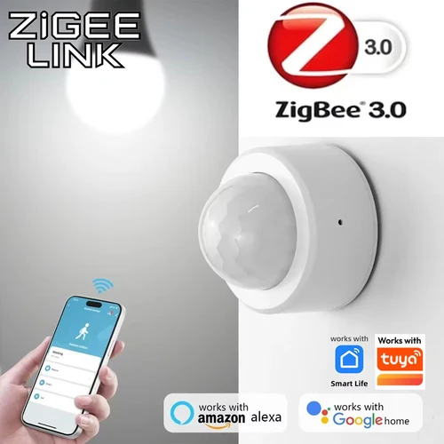 Imagen 1 del producto Sensor de Movimiento PIR Zigbee 3.0, Detector Infrarrojo Inteligente, Sistema de Alarma Inalámbrico para el Hogar, Compatible con Tuya, Alexa y la Aplicación Smart Life