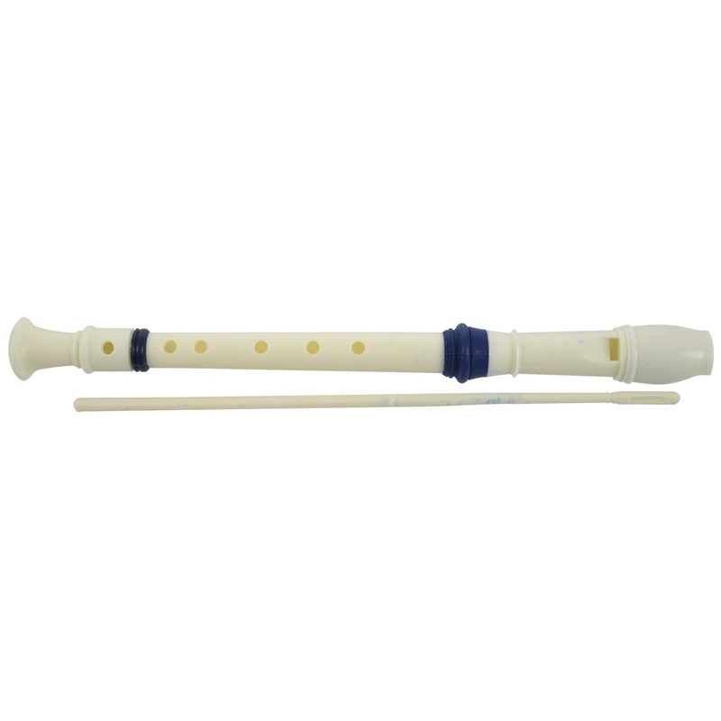 Music Instrument 6 Holes Soprano Flute Recorder White Blue