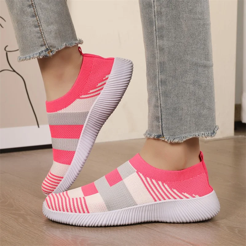 2024 Sneakers Women Walking Shoes Woman Lightweight Loafers Tennis Casual Ladies Fashion Slip on Sock Vulcanized Shoes Plus Size