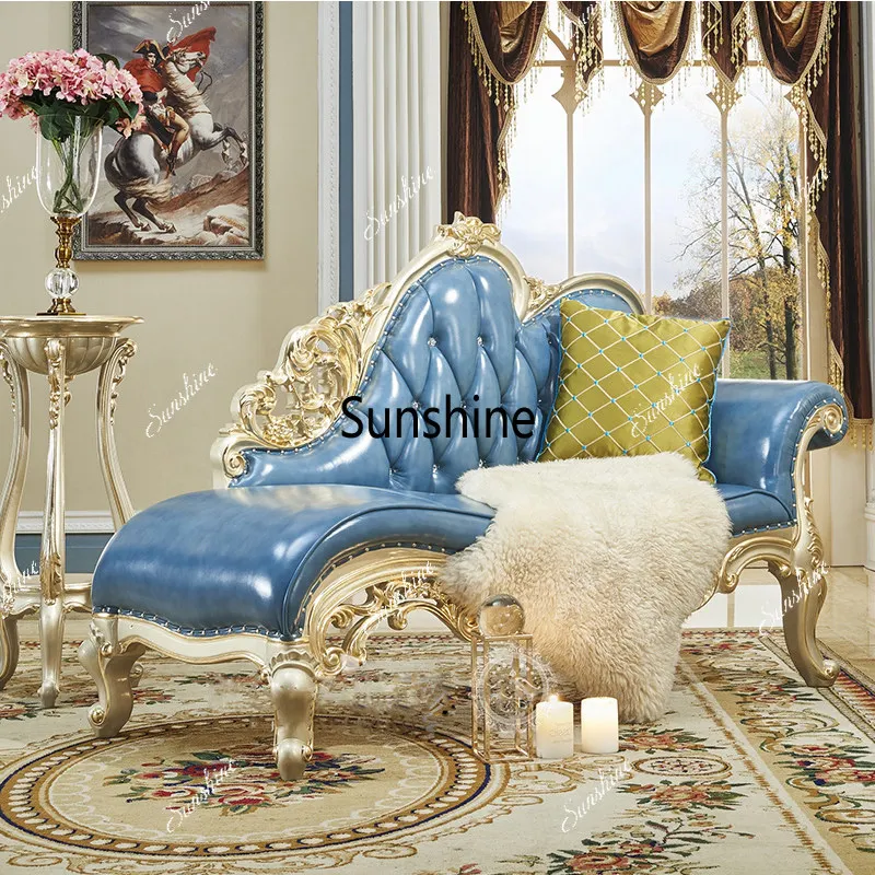 Antique concubine reclining chair solid wood bedroom bedside sofa toffee light luxury