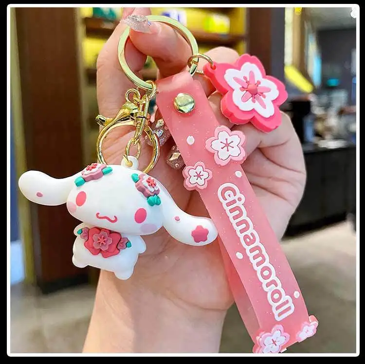 Sanrio Cartoon Keychain Cute Hello Kitty My Melody Kuromi Cinnamoroll Doll Schoolbag Pendant Keychain Decoration Toys  Gifts