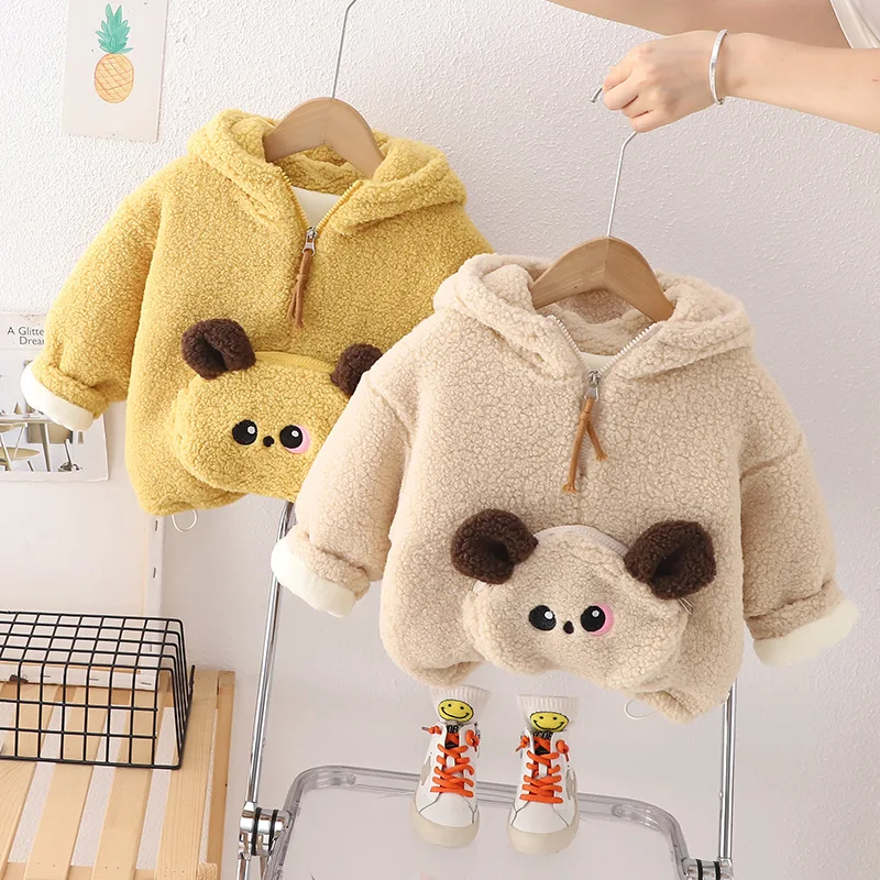 

Boys Thick Hoodies Winter Children Cotton Velvet Sweatshirts For Baby Girls 1 To 6 Years Cute Coats Kids Warm Clothes Outerwear