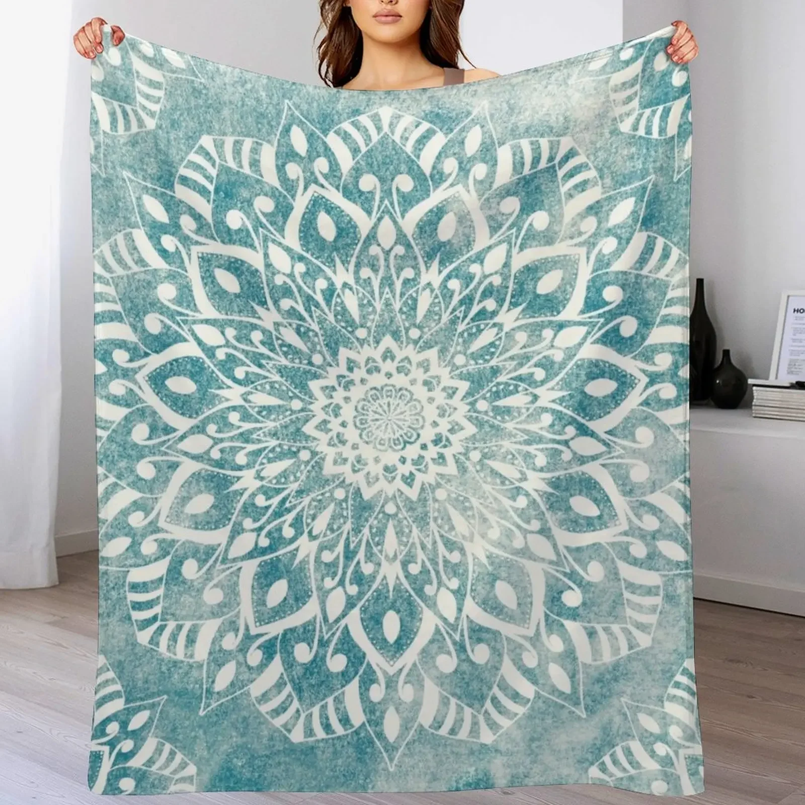 

MINT LIGHT MANDALAS FOR JULY Throw Blanket Heavy wednesday funny gift Tourist Blankets