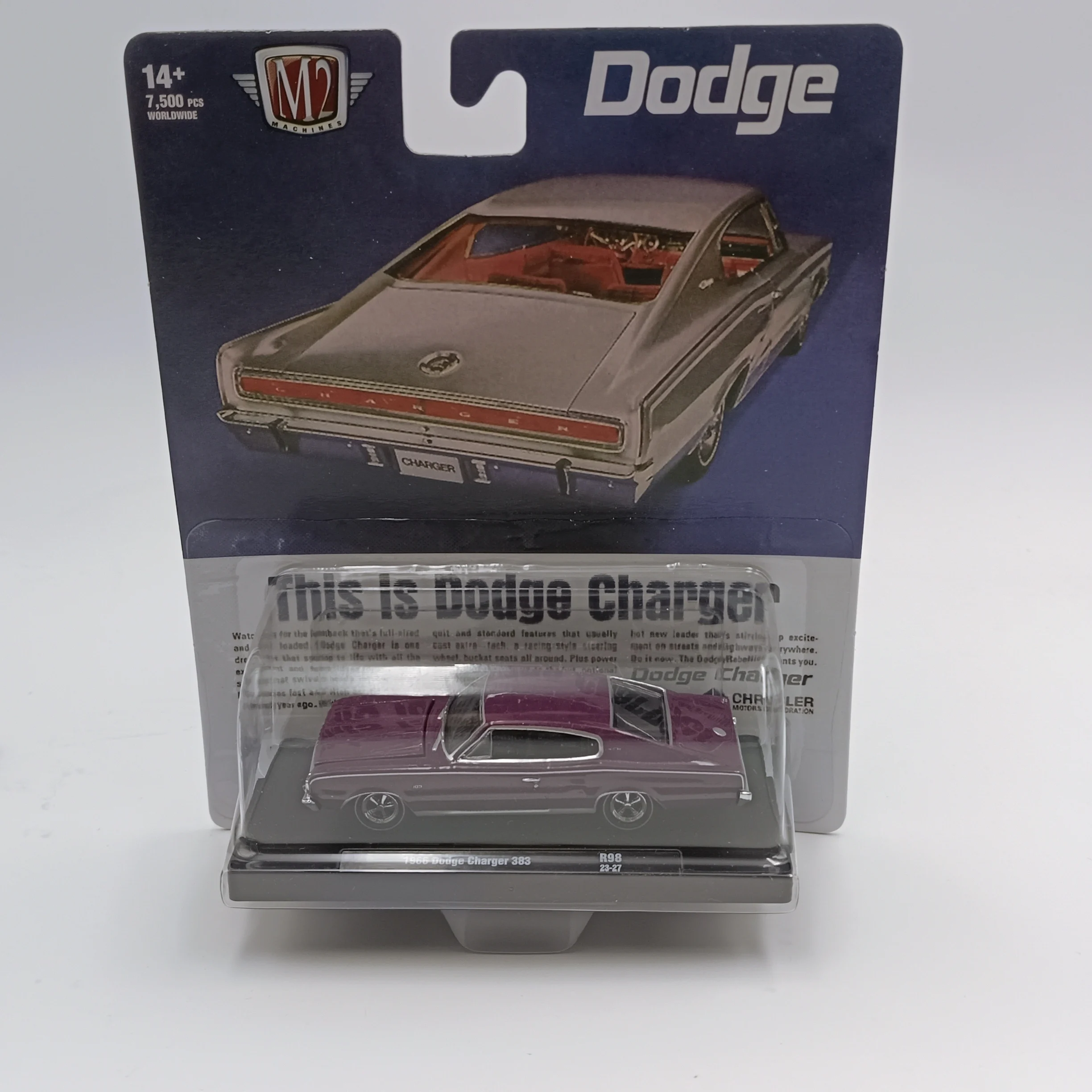 M2 machines 1/64 1966 Dodge Charger 383 Die-cast alloy car model collection display child gift