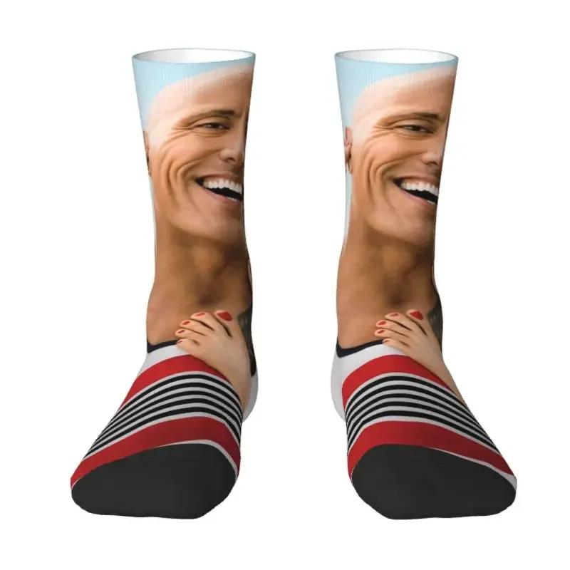 Novelty Mens Funny Johnson The Rock Dwayne Dress Socks Unisex Warm Breathbale 3D Printed Crew Socks