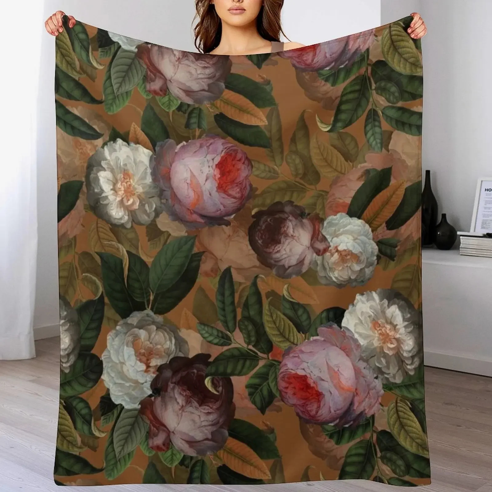 Copper Jan Davidsz. de Heem Vintage Roses Flowers Botanical Garden Throw Blanket Comforter warm winter Blankets