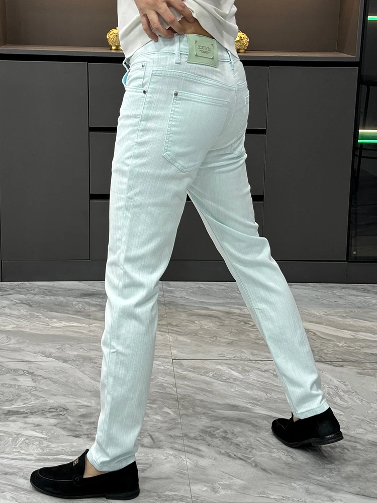 

Light Wash Men's Jeans Casual Clean Version Trendy Straight Leg Pants for Summer Youth Fashion Resistant to Wear Daily Wear
