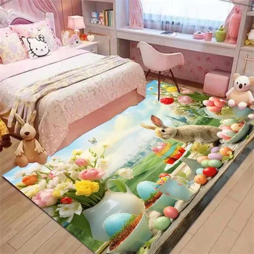 3D Cartoon Rabbits Carpets for Living Room Children's Large Area Bedroom Sofa Decoration Rug Kids Game Non-slip Floor Mat