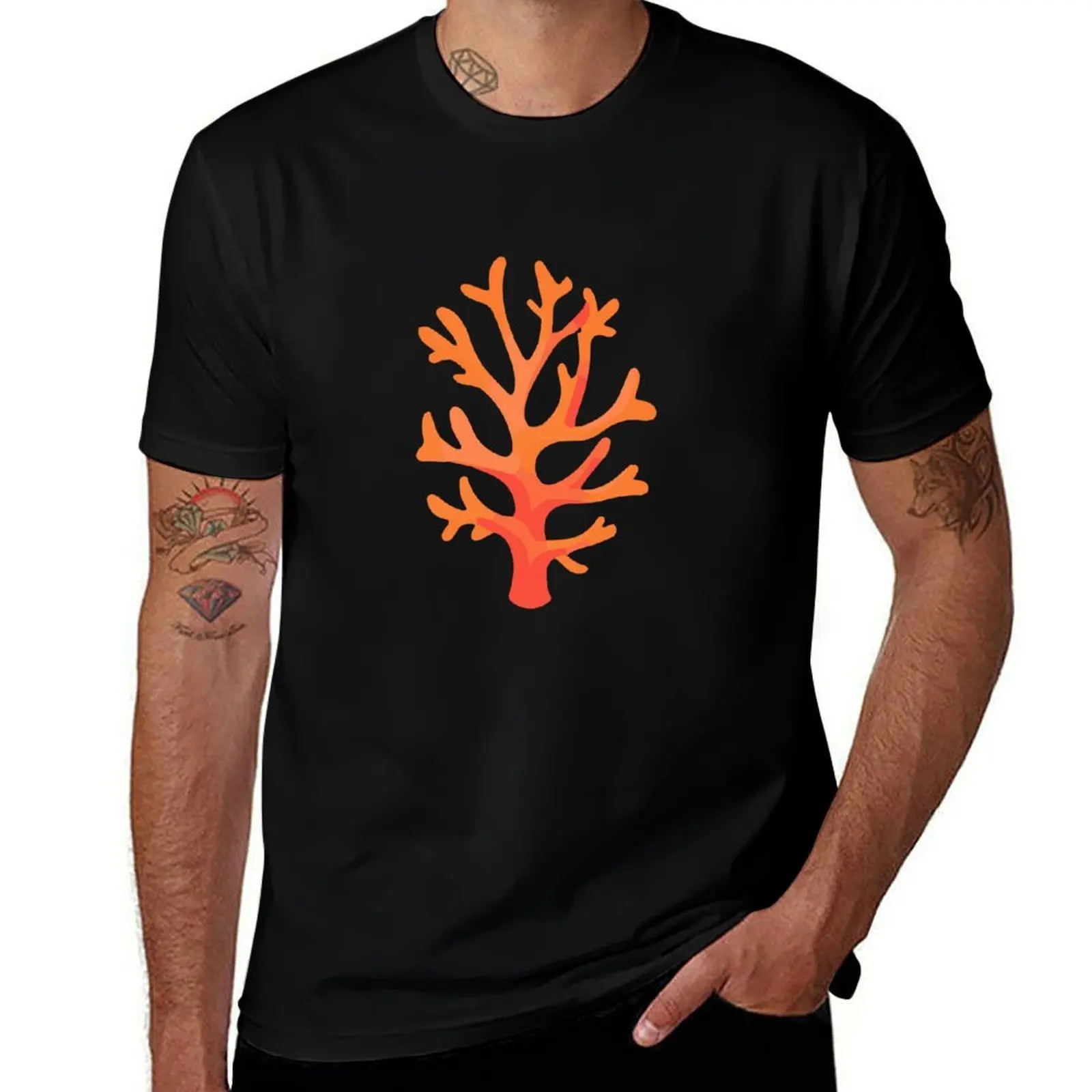 Coral, Red, Reef T-Shirt Plus Size All Match Tee Shirt T-Shirt