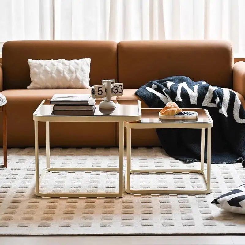 

Living Room Modern Coffee Table Nordic Storage Organizer Hallway Wood Mobile Small Table Glass Center Mesa Auxiliar Furniture