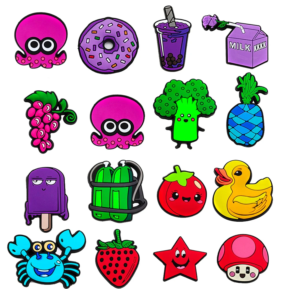 

1-16PCS PVC Cartoon Shoe Charms pineapple, grape, banana, mushroom Shoe Buckle Accessories Shoe Decorations