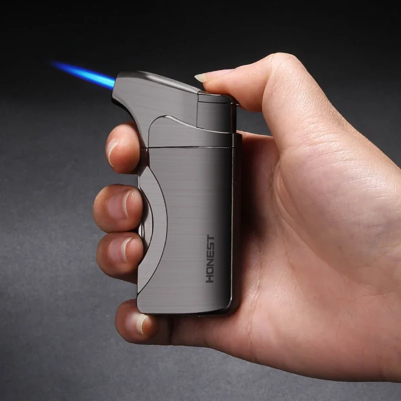 HONEST Metal Multifunctional Lighter Windproof Butane Jet Tube Tool Rod Men's Compact Portable Cigar Lighter