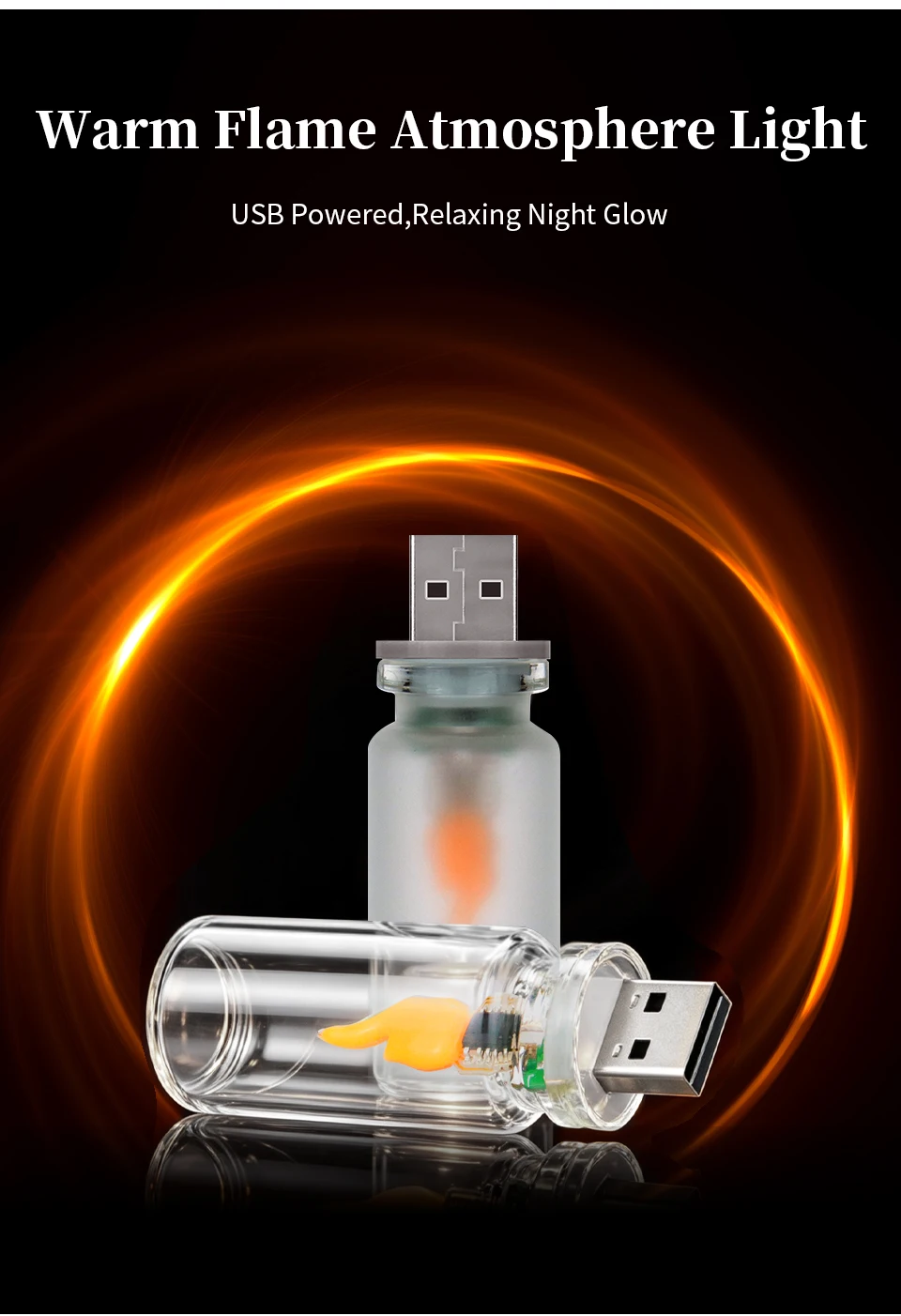 USB LED Night Light Simulated Flame Bulb Night Lamp Flame Flickering Light Effect Candle Bulbs Flameless LED Candles Room Decor