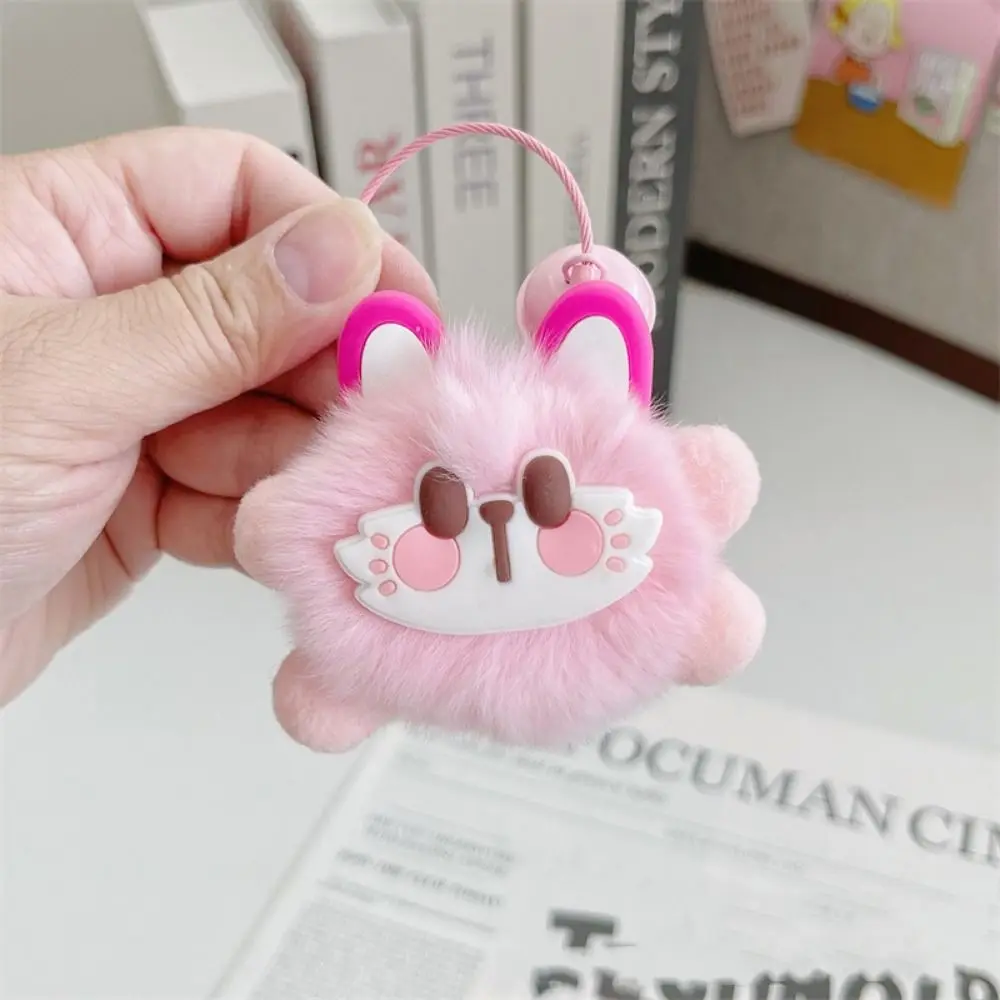 Cute Rabbit Fur Capybara Fur Keychain Panda Dog Bunny Key Ring Alloy Ring Hairy Fluffy Capybara Pendant Girls