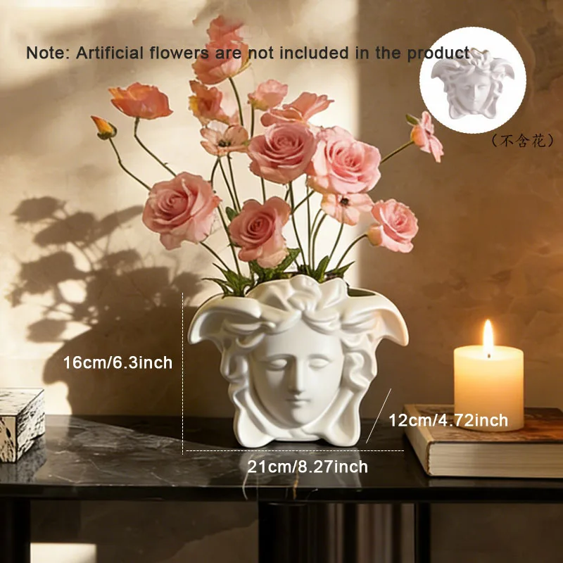 Nordic Retro Human Head-shaped Vase Ornaments Living Room Bedroom Entrance Flower Arrangement Containers Home Decoration Vases