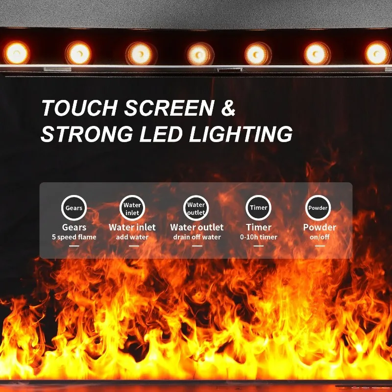 2025 Water Vapor Electric Fireplace with Remote Control, Smart App, Automatic and Manual Addtion Water Stoves Fireplaces