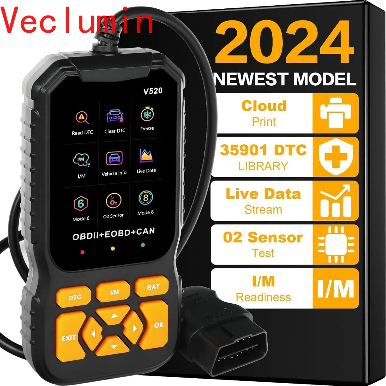 

V520 OBD2 Scanner CE Certification10 Languages OBD Diagnostic Tool Engine Fault Detector Color Screen All Car Models Supporting