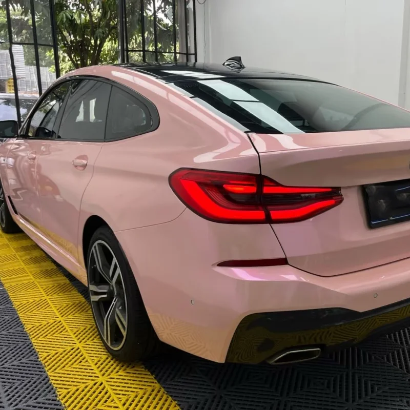 Premium PET Chameleon Blush Pink Car Vinyl Wrap, UV Protection Car Paint Film, Self-Adhesive Durable Vehicle Exterior Decor Stic