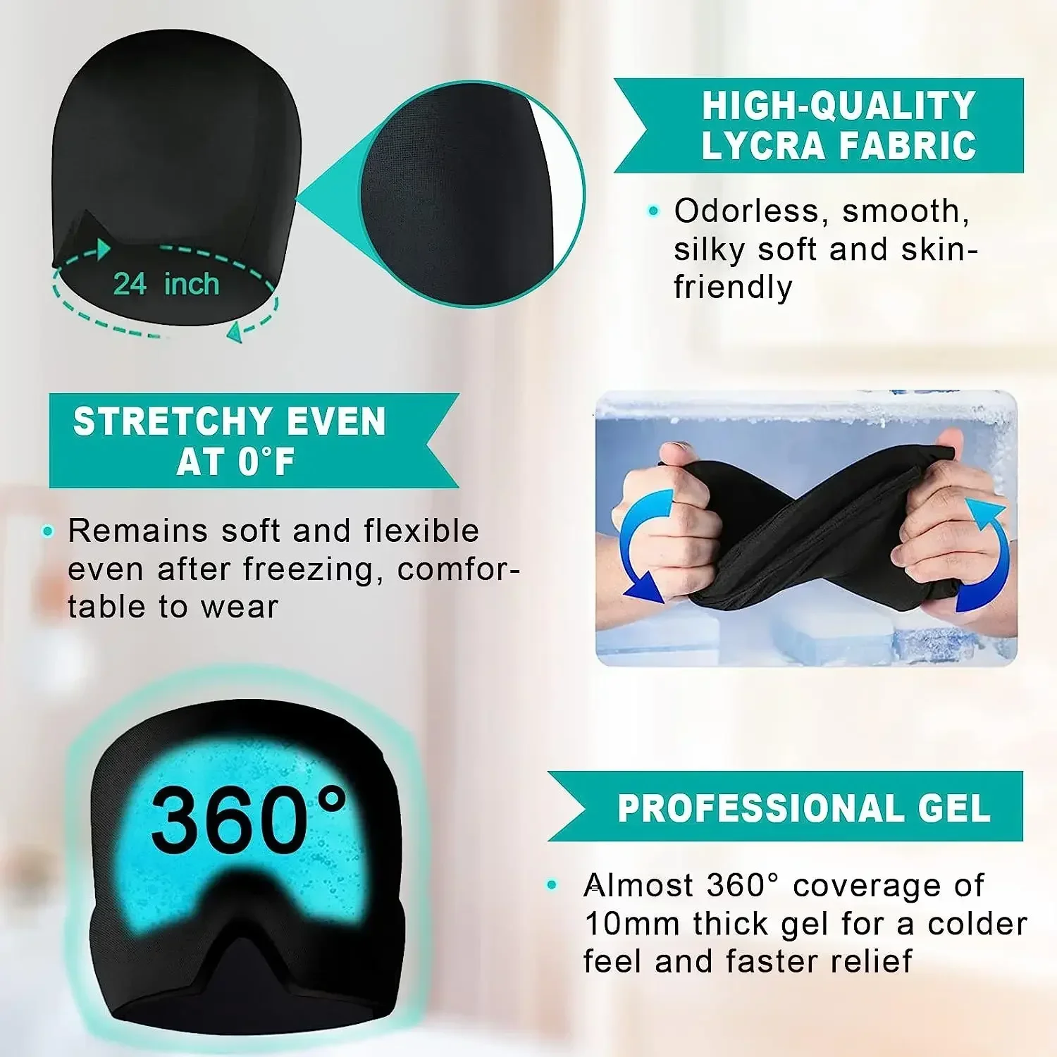 Sombrero para aliviar la migraña, sombrero para el dolor de cabeza, Gel de terapia de frío caliente, gorro de hielo para aliviar el dolor, máscara de ojos, alivio del dolor de presión de estrés