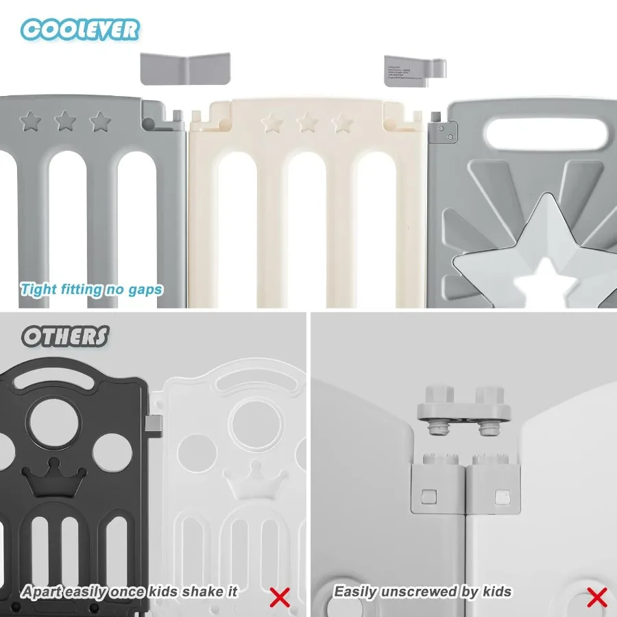 Coolever cercadinho para bebês, cercadinho de segurança para bebês e crianças pequenas, resistente e imovível, cerca para bebês, área de jogo, atividade cent