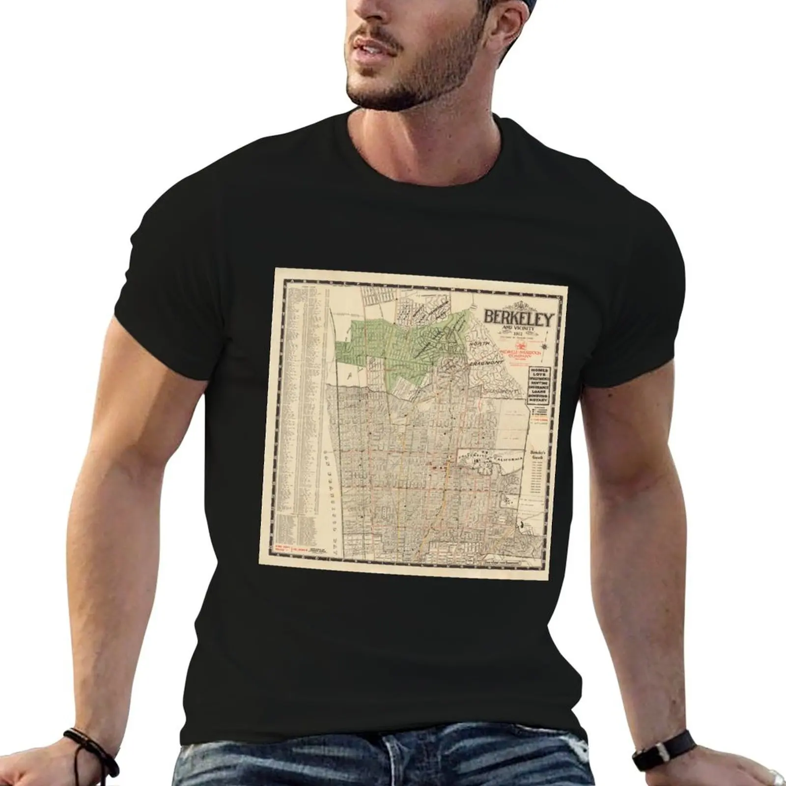 

Old Berkeley CA Map (1912) Vintage San Francisco Bay Suburb Atlas T-Shirt man tshirt T-Shirt
