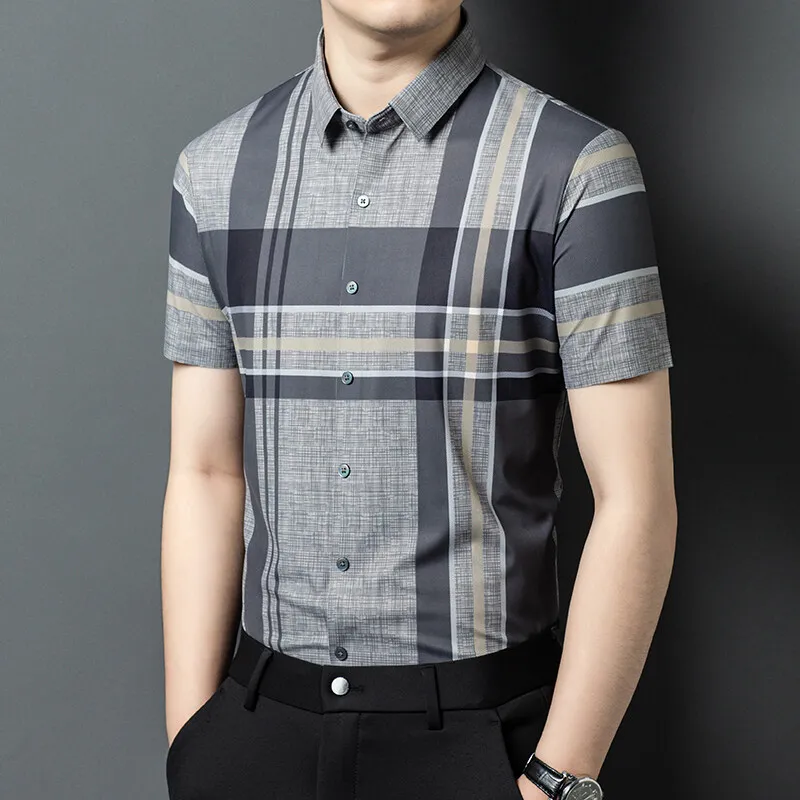 

Designer Luxury Quality Men's Shirt Oxford Spinning Long Sleeve Grid Embroidery Summer Fashion business Casual Men's Shirts
