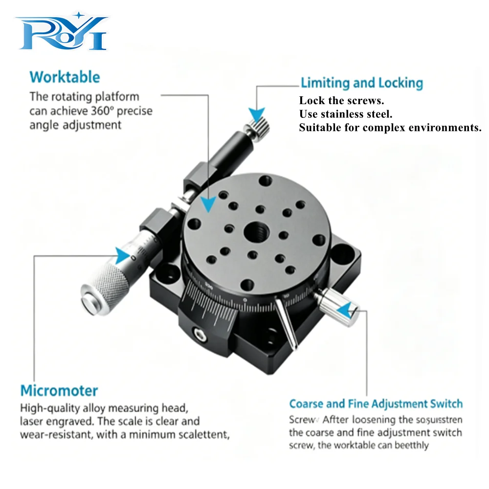 

40mm R Axis RSP40-L RSP40-R 360 Degree High Precision Manual Optical Rotary Platform Angle Adjustment Platform Micrometer Slide