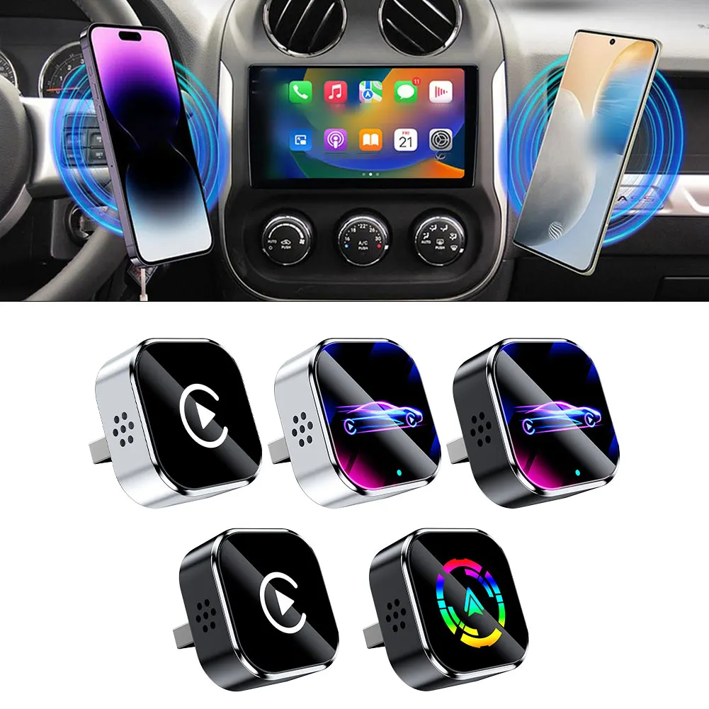 

Беспроводной соединительный блок 2-в-1 для CarPlay и Android Auto с быстрым автоматическим повторным подключением и потоковой передачей данных с низкой задержкой