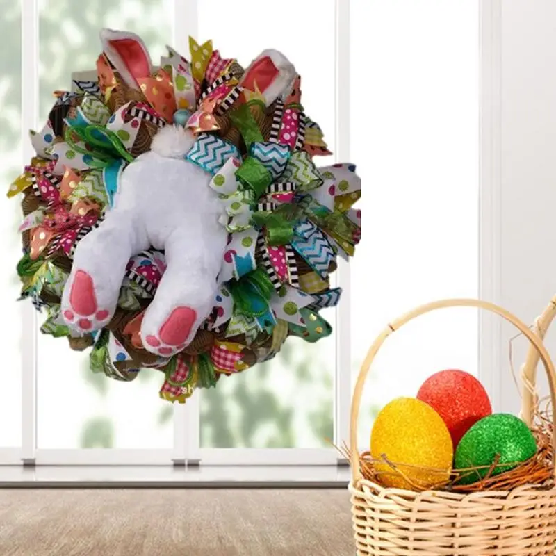 Easter Bunny Wreath Bunny Butt Ears And Rabbit Wreath Decor Easter Decorations East Door Hangers Easter Rabbit Garland Colorful