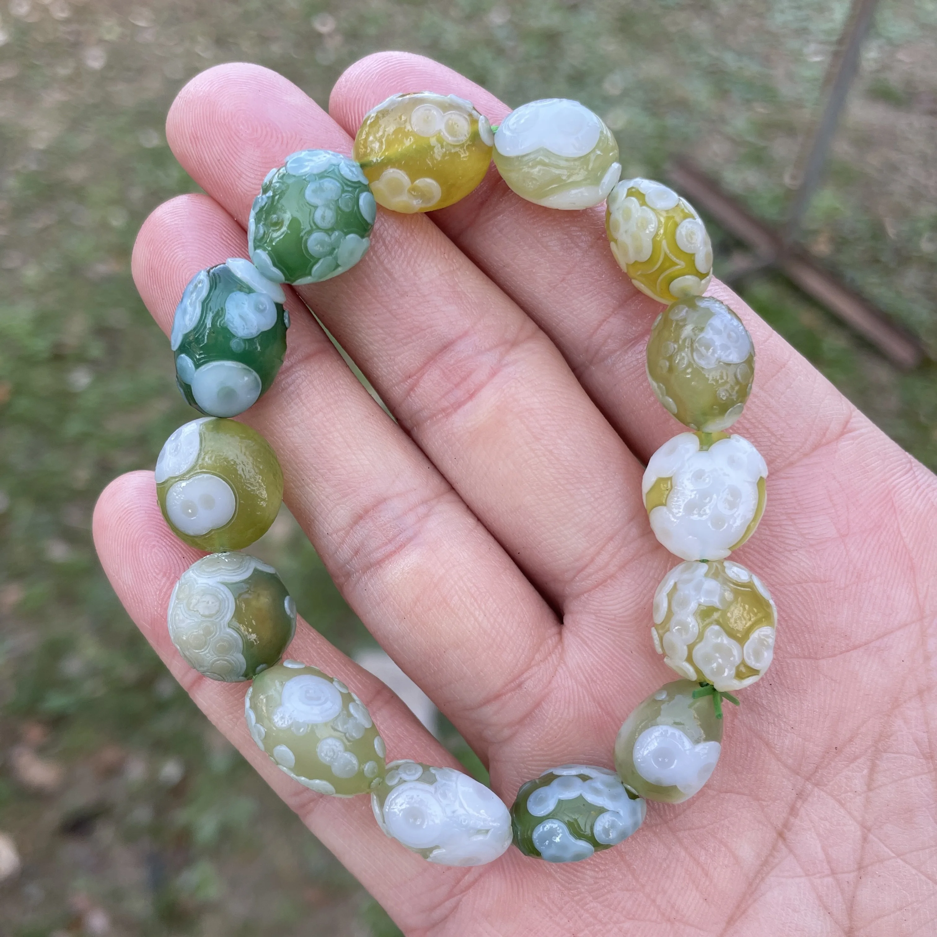 Natuarl Unplished Green Sardonyx Gobi Agate Bracelet Eye Rock Energy Crystal Chakra Reiki Healing Stone Women Decor BR1-16